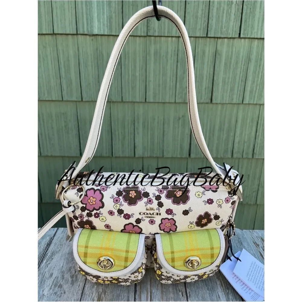Coach Cargo Shoulder Bag With Floral Print Purse